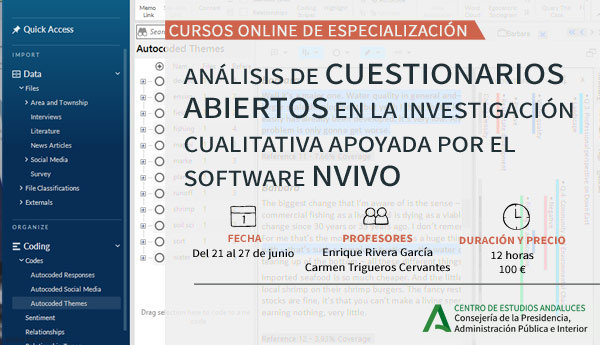 Curso Análisis de cuestionarios abiertos en la investigación cualitativa apoyada por el software Nvivo